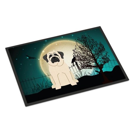 Carolines Treasures Halloween Scary Mastiff White Indoor or Outdoor Mat, 18 x 0.25 x 27 in. BB2207MAT